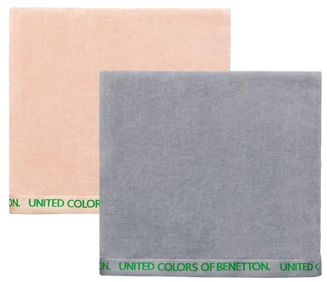 United Colors of Benetton. 2er-Set Strandtücher für Sie und Ihn, 90 x 160 cm, 380 g/m², 100% Baumwolle mit Logo