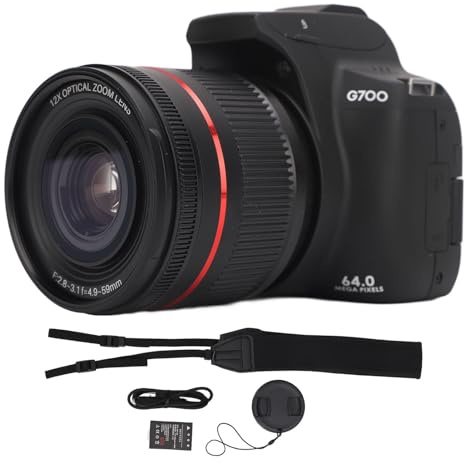 Fotocamera Digitale WiFi 4K 64MP 12x 30x Zoom Messa a Fuoco Automatica Videocamera per Vlogging con Schermo Ribaltabile con APP Fotocamera per Vlogging con Schermo Ribaltabile da