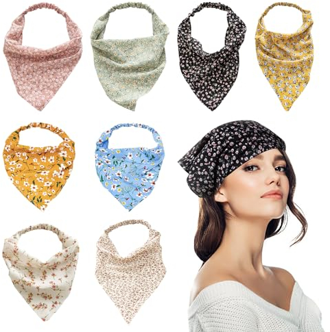 8 Stück Blumen-Dreieckstuch Für Damen, Sommer-Handtuch Zum Binden Der Haare, Dreieckstuch-Stirnband