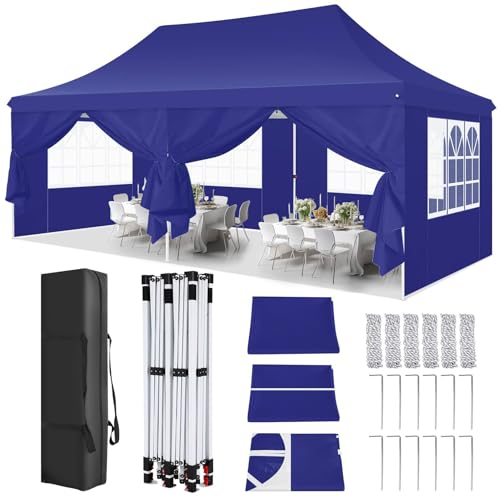 COBIZI Pavillon 3x6m Faltpavillon Wasserdicht Stabil Winterfest Partyzelt Faltbar Pop Up Pavillon mit 6 Seitenwänden UV-Schutz 50+ Gartenpavillon für Strand Hochzeit Camping, Navy Blau