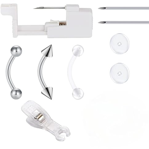 NIUSIMAN Körperpiercing Pistole Set für Augenbraue schmerzlos Bauchnabel Lippe Zunge Nase Piercing Pistole Kit Körperpiercing Nadel Tool Kits für Frauen Männer (Augenbraue Piercing Kit)