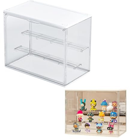 Siyecioa Schaukasten Vitrine, Acryl Vitrine, Glasvitrine, Vitrine Klein mit Tür Für Action Figuren Spielzeug, MiniFiguren, Sammelfiguren, Selbstmontage mit 2 Schicht (30×24×17.9cm)
