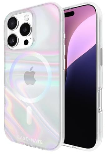 Case-Mate iPhone 16 Pro Case [Compatible with MagSafe] - Stylish Iridescent Phone Case with 12ft Drop Protection - Premium Magnetic Cover for iPhone 16 Pro - Soap Bubble
