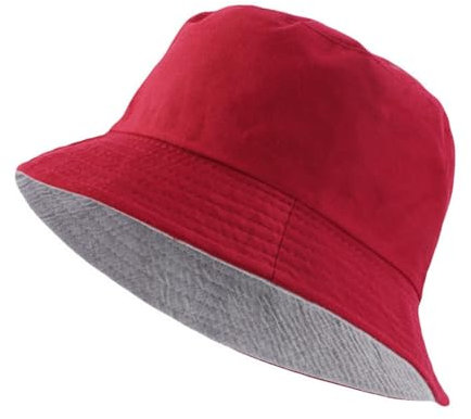 HIQIU Unisex Umkehrbarer Fischerhut Reversibel Bucket Hat Sonnenhut Sommerhut Faltbarer Eimer-Hut Outdoor Freizeithut for Damen Herren (DE/NL/SE/PL, Alphanumerisch, Einheitsgröße, M, Rot)