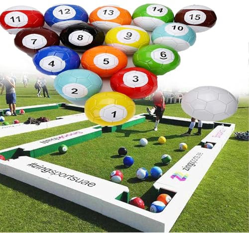 Billard Fußball Snooker Bälle Tischspiele Set – Riesiges Leder-Kick-Billard für Garten und Zimmer – 16-teiliges Straßenspiel-Set