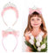 Ouligay 2 Stück Prinzessin Krone Strass Krone Haarband, Kristall Krone Tiara Rosa Diadem mit Strass, Geburtstagskrone Haarreifen für Frauen Damen Geburtstag Weihnachten Party