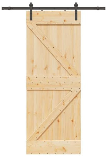 vidaXL Puerta corredera con herrajes madera maciza de pino 80x210 cm