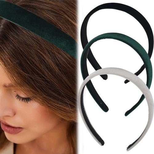 AYNKH 3 Stück Samt-Stirnbänder, Samt-Stirnbänder, koreanischer Herbst und Winter, geeignet für alle Arten von Frisuren, geeignet für Sport, Reisen, Party, Alltag