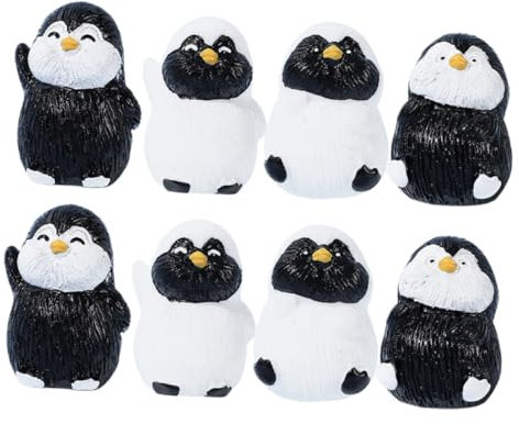 VICASKY Kleiner Pinguin Figur aus Kunstharz 8 Stück für Mikrolandschaft