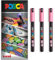 Posca - Pennarello indelebile a base d'acqua - Uso multisuperficie - PC-1MR - Confezione da 3 penne in astuccio - Rosa