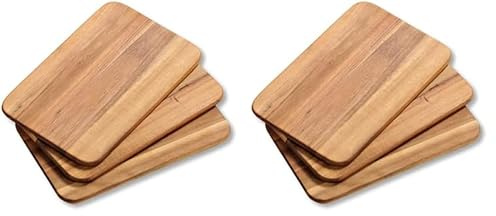 Kesper Frühstücksbrettchen aus Akazienholz hergestellt, 6er Pack, Maße: 23 x 15 x 1 cm, 2140371, Braun