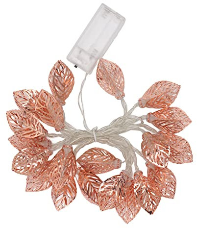 Fafeicy Roségoldene Lichterkette, Ausgehöhltes Blatt, 20 LEDs, Batteriebetrieben, für Party, Tür, Innenbereich