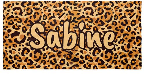 Handtuch mit Namen Leoparden Print – Ein einzigartiges, bedrucktes Handtuch als persönliches Geschenk für Familie und Freunde. Leo Print, Geschenk für Freundinnen, Freunde und Partner! - 100 x 50 cm