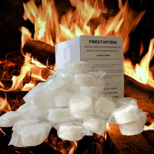 50x15g Wax Firelighters - Individually Wrapped, Long-Lasting Fire Starters for Open Fires, Log Burners, BBQs, Fire Pits & More