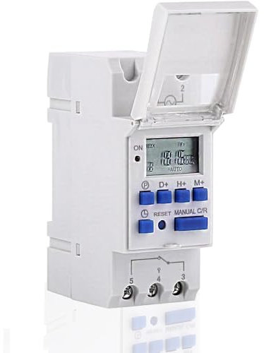 Gofemial Timer Minuteur Numérique Programmable,Programmateur Prise Électrique et Digitale Ecran LCD Interrupteur Horaire Hebdomadaire avec Programmation Minuteur Programmable sur Rail DIN (220 V)