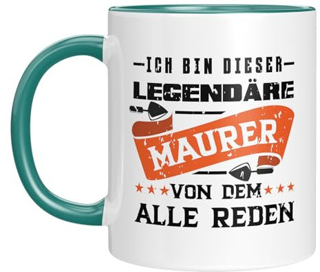 LIEBTASTISCH - Ich bin dieser legendäre Maurer von dem alle reden - Lustige Maurer Tasse - Geschenk für Handwerker, Bauarbeiter - Witzige Baustellen Tasse - Baugewerbe Geschenk (Türkis)