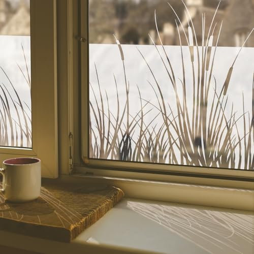 ChicSkin Film pour fenêtre - Herbe blanche pure - Film brise-vue pour fenêtre - Réutilisable - Opaque - Convient pour le salon, la cuisine, la chambre à coucher, la salle de bain, le bureau - 39 x 150