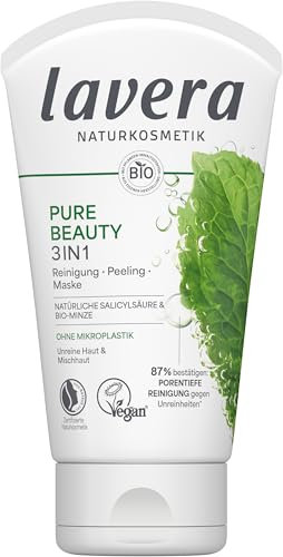 lavera Pure Beauty 3in1 Reiniung Peeling Maske - porentiefe Reinigung - gegen Unreinheiten - reduziert Mitesser - vegan - Naturkosmetik