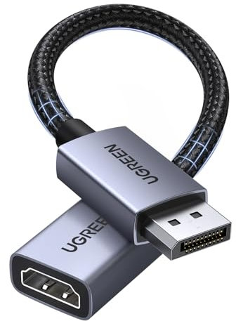 UGREEN 4K Adaptador DisplayPort a HDMI 2 Piezas Unidireccional Convertidor DP Macho a HDMI Hembra 4K 30Hz 2K 60Hz 1080P 120Hz Compatible con Portátiles Monitores Tarjetas Gráficas Televisores