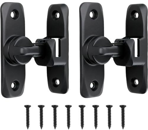 2 PCS Black Sliding Door Lock with Flip Latch, 90/180 Degree Door Lock