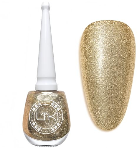 Glitter Nail Polish,Quick Dry Glitter Gold Nail Polish,Reflective Shimmer Gold Nail Varnish,Holographic Sparkle Long-lasting Color High Glossy Shiny,Iridescent Chrome Nail Art Manicure
