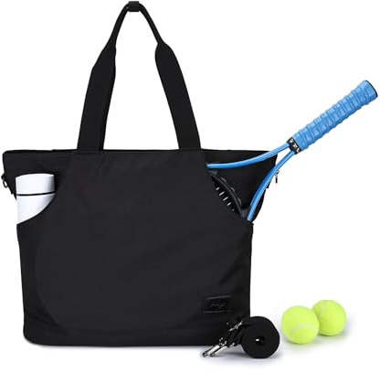 Kasgo Tote Bag for Women, 21L Large Padel Tennis Pickleball Bag | 21L Large with Zip, 8-Section, for 2 Pickleball Rackets, 3-Way Carry, Water-Resistant 900D Polyester, 0.7kg Lightweight