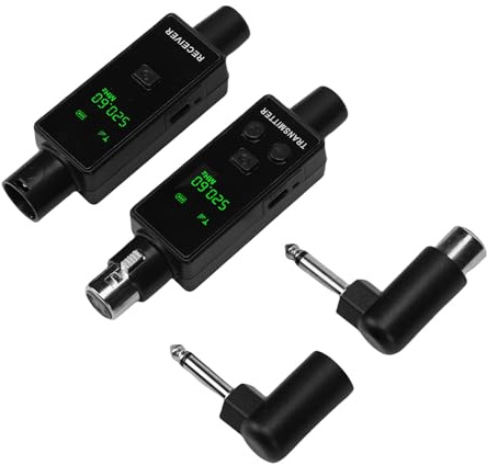 Jectse Kabelloser XLR-Sender-Empfänger, Wiederaufladbarer Kabelloser Plug-in-Mikrofon-Adapter, 2,4 GHz, für Kondensatormikrofon, PA-System, Audio-Mixer (1 für 1)