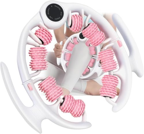 Massageroller Beine, Muskeltherapie-Massagestab, 360°-Abdeckung Anti-Cellulite Massagegerät & Lymphdrainage, Cellulite Roller, Massagegerät Massageroller für Beine, Oberschenkel (Rosa 14)