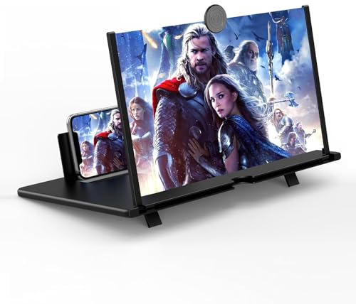 Homavit Lente ingrandimento smartphone,14 pollici 3D HD Amplificatore schermo cellulare, Ingranditore schermo smartphone,per guardare film e video per tutti smartphone (Nero)