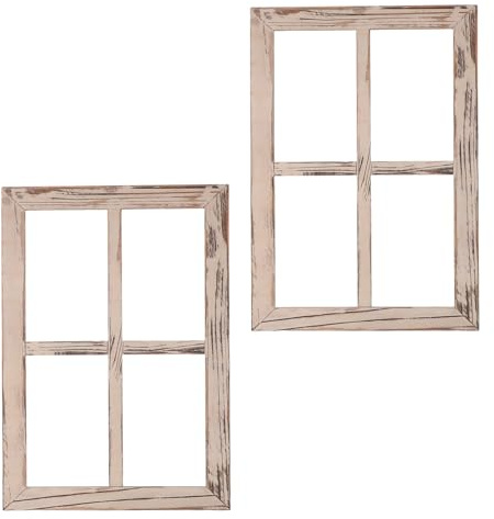 STOBAZA 2 Pezzi Cornice Finestra Finta in Legno Rustico, Decorazione da Parete Country per Soggiorno e Cucina, Esposizione Foto e Arredamento in Stile Fattoria Vintage