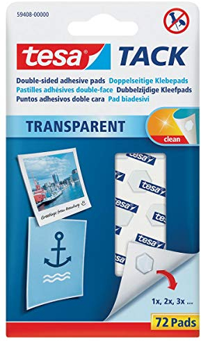 tesa Tack Removable Double Sided Adhesive Pad - Transparent (Pack of 72)