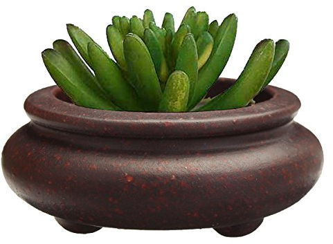 TOPWA Runder Zisha Mame Bonsai-Topf für Garten, Sukkulenten, Pflanztopf mit Ablaufloch für Garten, Büro, Heimeinrichtung, Innen- und Außenbereich, 5,7 x 2,5 cm