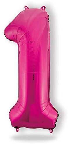 FUNXGO® Folienballon Zahl 1 pink - Riesen-Ballonzahl - Verstärktes Material- fliegt mit Helium - 1 Geburtstag Luftballon - Deko zum Geburtstage, Party, Hochzeiten - Ballon 1 pink