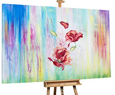 KunstLoft® XXL Gemälde 'des Mohnes Blüte' 180x120cm | original handgemalte Bilder | Blume Rot Weiß Bunt Bunt Rot | Leinwand-Bild Ölgemälde einteilig groß | Modernes Kunst Ölbild