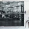 ABAKUHAUS New York Duschvorhang, NYC in Schwarz und Weiß, Stoffliches Gewebe Badezimmerdekorationsset mit Haken, 175 x 220 cm, Grau