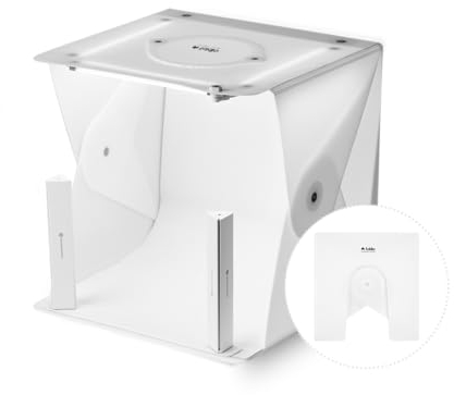 Foldio2 Plus + Extra Leuchten (Lichtzelt für Produktfotografie mit Zusatzbeleuchtung / 45x45 cm/Tragbares Studio, dimmbare LED-Chips, CRI 97+, Hintergrundfolie enthalten)