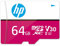 HP mxV30 64GB microSDXC Memory Card + SD Adaptor, 100MB/s Read Speed, 85MB/s Write Speed, Class 10 UHS-I, U3, V30 for 4K Video