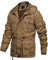 EKLENTSON Herren Fleecejacke Geüfttert Steppjacke Sweatjacke Casual Windbreaker Outdoorjacke Khaki, XL