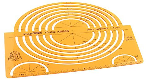 Inzopo Ellipsenform geometrische Zeichnungsschablone Messlineal, große Isometrische Ellipsen-Schablone für Zeichnen, Technik, Skizzieren, Bürobedarf