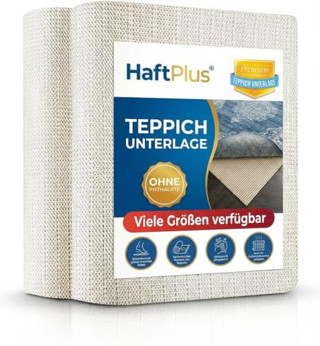 HaftPlus - Teppich Stopper rutschfest und dünn – Antirutschmatte für Teppiche – Zuschneidbare Teppich-Unterlage für sicheren Halt - Größe 120 x 160 cm