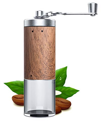 Manual Coffee Grinder, Hand Coffee Grinders, Stainless Steel Small Household Coffee Hand Grinder with Wood Grain for Grinding Coffee Beans, Grains, Spices, Nuts, Tablets