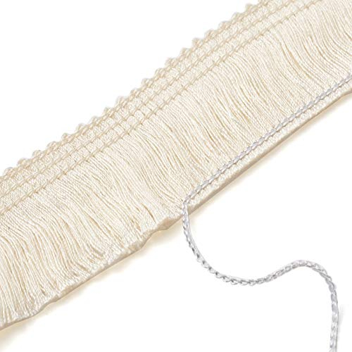 Beadthoven 25 m Fransen-Bordüre, 2,5 cm Faser-Spitzenbesatz, besticktes Band, Leinen für Kleidung, Hochzeitsvorhänge, Kleid, Lampenschirm, Heimdekoration