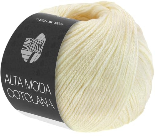 LANA GROSSA Alta Moda Cotolana | Edles Kettengarn aus 45% Schurwolle (Merino superwash), 45% Pima Baumwolle & 10% Polyamid| 50g Wolle zum Stricken & Häkeln | 150m Garn FB 20