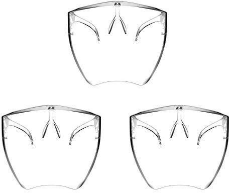 1 Above Stylish Full Cover Transparent Glasses Face Visor | Reusable Plastic | Anti-Fog | Clear Face Lens | Dustproof | Windshield | for Women Men (Pack of 3)