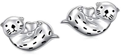 Seeotter Ohrstecker, DAOCHONG 925 Sterling Silber Süße Tiere Seeotter Ohrstecker Damen Schmuck Geschenk für Tochter, Frau, Freundin und Sie