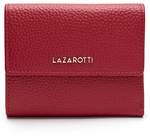 Lazarotti Bologna mittelgroße Leder Geldbörse Damen | mit Druckknopf, 8 Kartenfächer, Münzfach, RFID-Schutz | 12 x 10 x 3 cm (2 Breiten einstellbar)