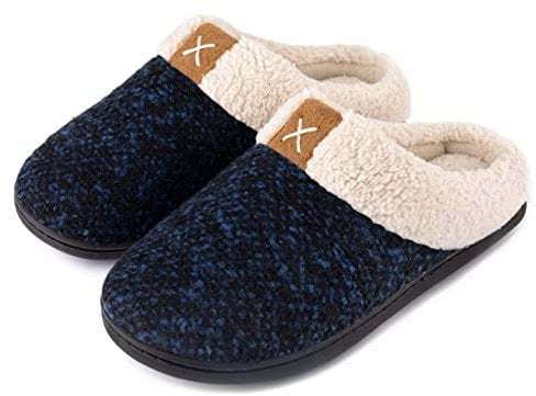 ULTRAIDEAS Ladies' Cozy Memory Foam Slippers Fuzzy Wool-Like Plush Fleece Lined House Shoes w/Indoor, Outdoor Anti-Skid Rubber Sole(Royal Blue, 9-10 UK)