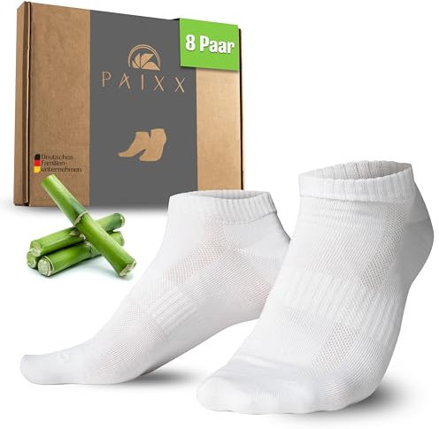 PAIXX Premium Bambus Sneaker Socken 8 Paar, 43-46 & 39-42, Herren & Damen - Atmungsaktive, Antibakterielle Knöchelsocken gegen Schweißfüße - Fusselfreie Anti Geruch Bambussocken