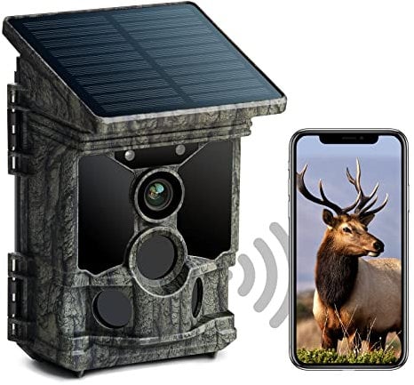 VOOPEAK Solar Wildlife Camera - 46MP 4K UHD 30fps WiFi Bluetooth Trail Camera with Night Vision 120° Motion Activated 0.1s Trigger Time IP66 Waterproof for Wildlife Monitoring