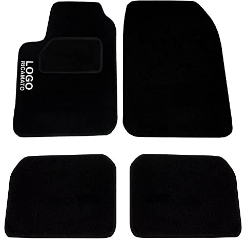 Auto Accessori Lupex Auto-Fußmatten-Set, kompatibel mit Fiesta, Fußmattenset personalisiert mit gesticktem Autonamen, Teppichmaterial, mit Fallschutz, Komplettset für Vorder- und Rückseite